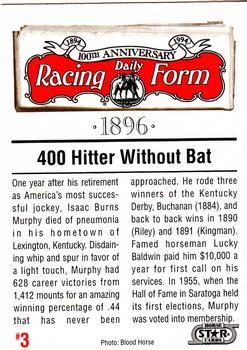 1993 Horse Star Daily Racing Form 100th Anniversary #3 Isaac Murphy Back
